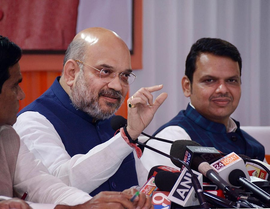 BJP President Amit Shah and Maharashtra Chief Minister Devendra Fadnavis. PTI file photo