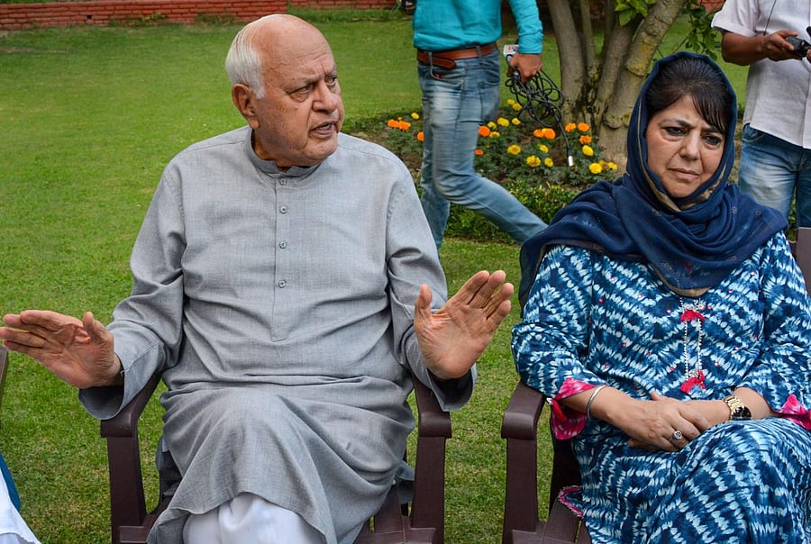 National Conference President Farooq Abdullah and former chief minister and PDP President Mehbooba Mufti arrested (PTI File Photo)