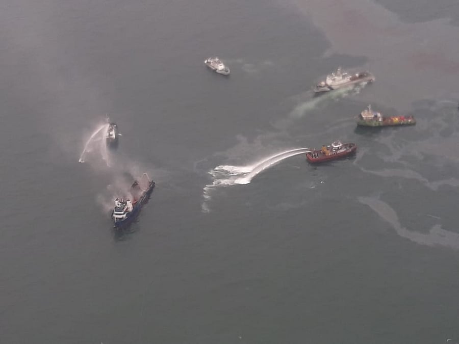 One crew member was missing and 28 others were rescued from the offshore support vessel “Coastal Jaguar”, off the Visakhapatnam coast. (DH Photo)