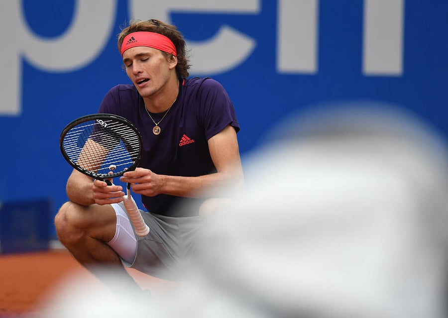 SPIRALING DOWN: Alexander Zverev reacts during his clash against Chilean Christian Garin at the BMW Open in Munich on Friday. AFP