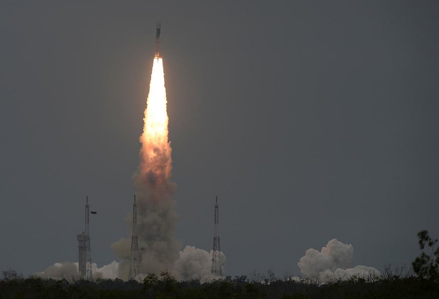 ISRO Chandrayaan-2, with on board GSLV-mark III-M1, launches at the Satish Dhawan Space Centre in Sriharikota. AFP Image for Representtaion