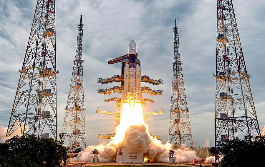 India’s second Moon mission Chandrayaan-2 lifts off onboard GSLV Mk III-M1 launch vehicle from Satish Dhawan Space Center at Sriharikota in Andhra Pradesh (PTI Photo)