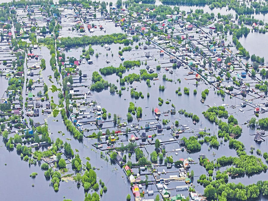 worrisome The flooding of cities in recent times is a result of unsustainable growth and a disregard for natural flood management. representative image