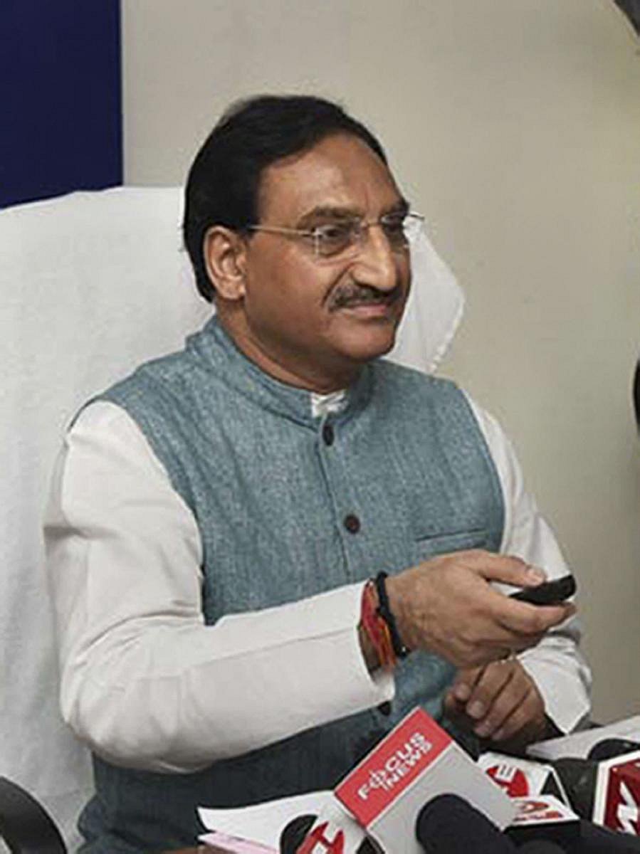 Union Minister for Human Resource Development, Ramesh Pokhriyal ‘Nishank’ launches the 'School Education Shagun Integrated Online Junction', in New Delhi. PTI photo