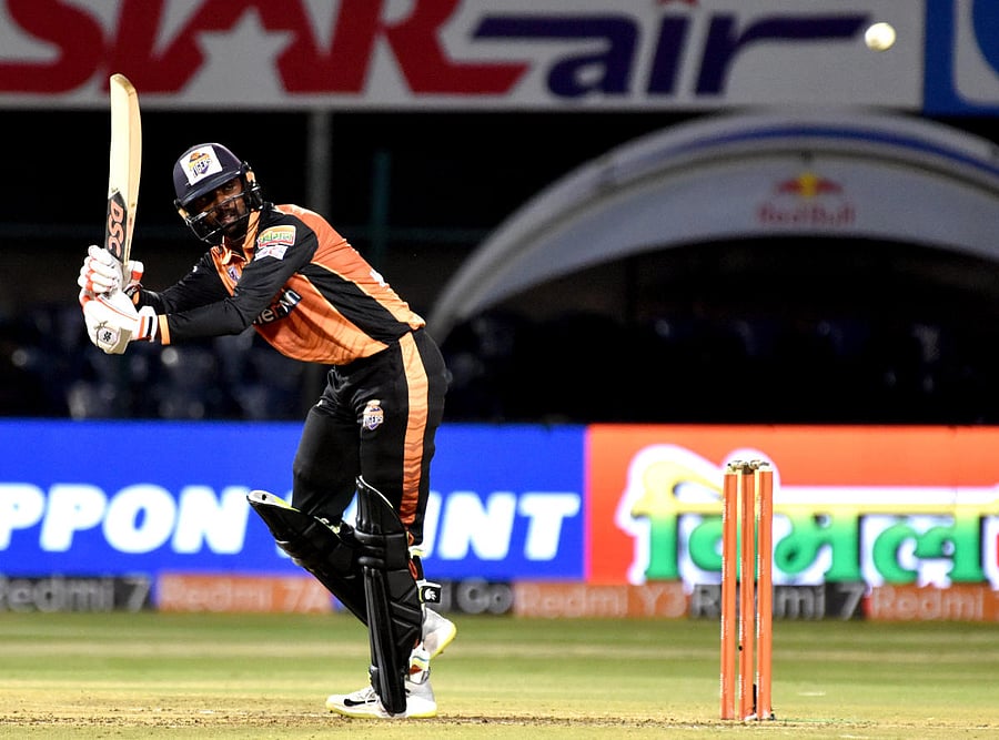 Hubli Tigers' Mohammad Taha en route his 63 against Belagavi Panthers. DH PHOTO/SAVITHA BR