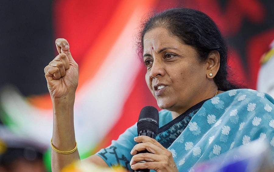 Finance Minister Nirmala Sitharaman addressing a press conference, in Chennai on Sunday. PTI