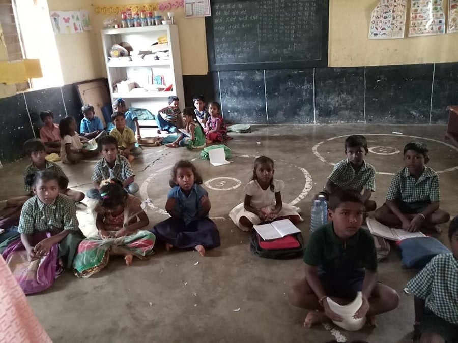 The government school at Chikkanekkundi, Anekal taluk, doesn't even have a proper toilet. SPECIAL ARRANGEMENT