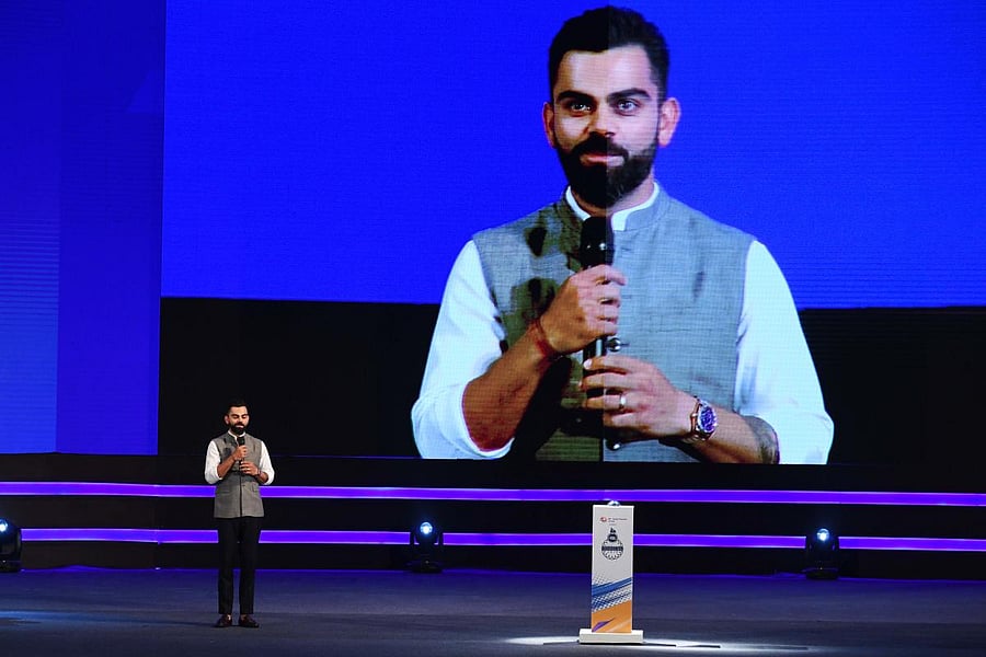Indian cricket captain Virat Kohli speaks during a Delhi cricket association ceremony to rename the Feroz Shah Kotla cricket stadium to Arun Jaitley stadium, in New Delhi on September 12, 2019. (Photo by AFP)