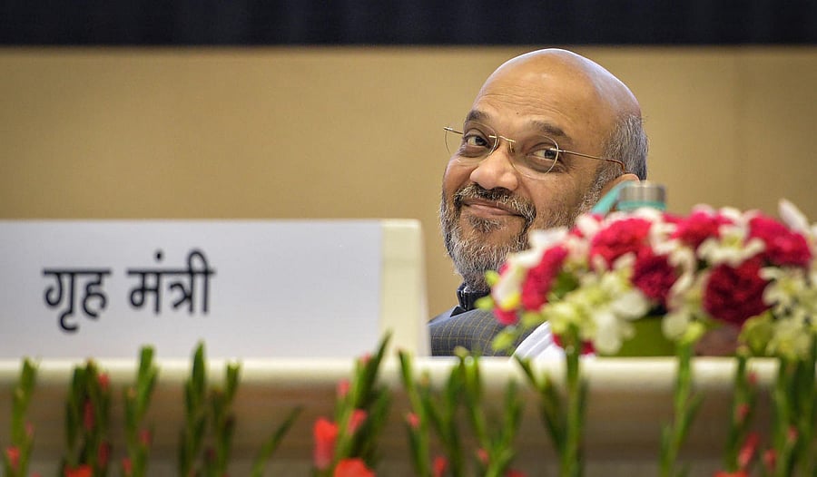 Home Minister Amit Shah looks on during the 'Hindi Divas Samaroh' in New Delhi, Saturday, Sept. 14, 2019. Photo/PTI