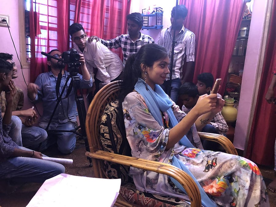 A girl during one of the shooting sessions. photo by arrangement