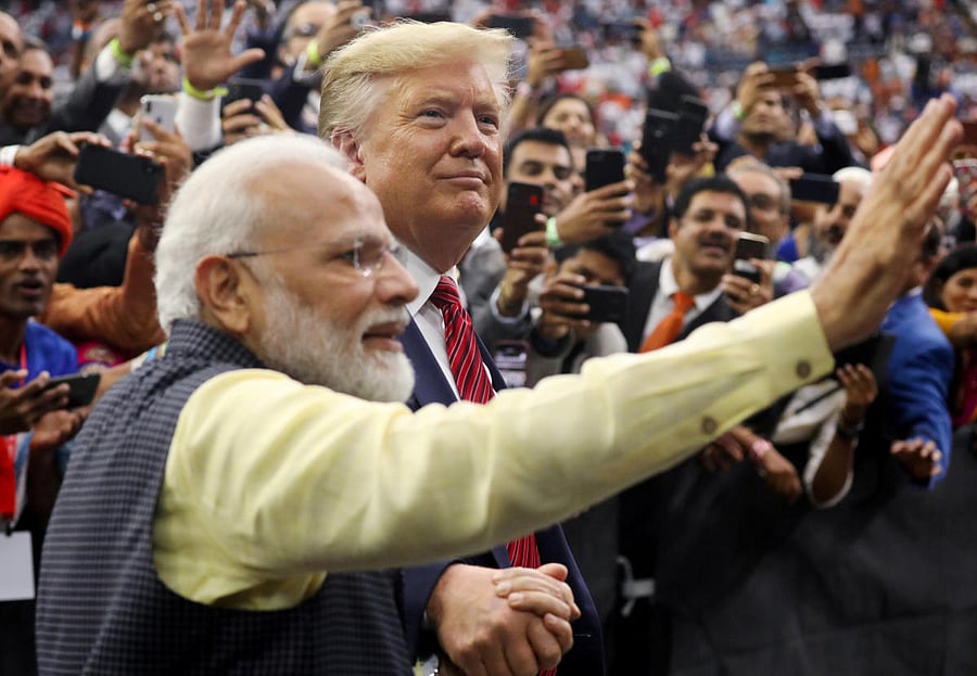 US President Donald Trump participates in the "Howdy Modi" event with India's Prime Minister Narendra Modi in Houston, Texas, U.S., September 22, 2019. REUTERS