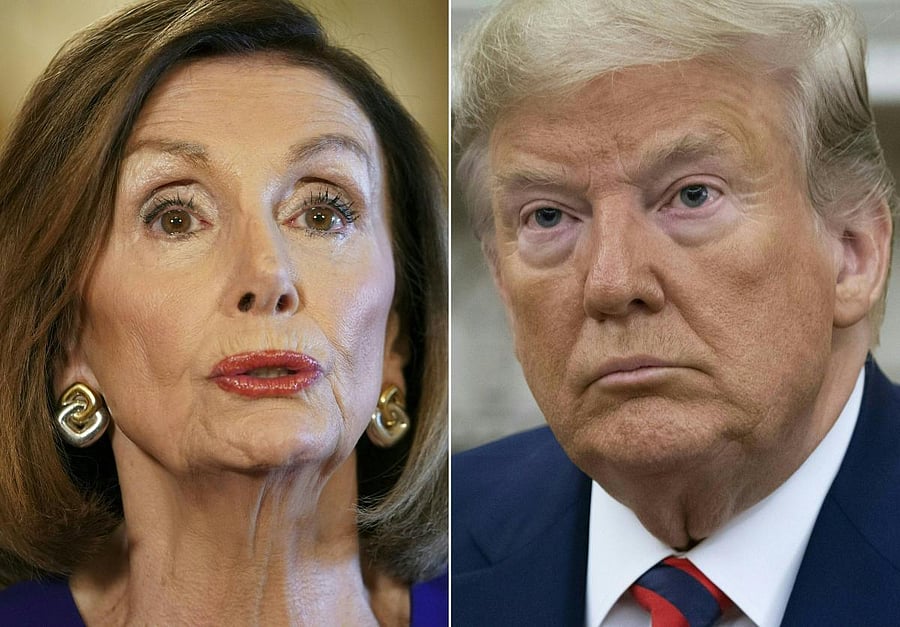 US Speaker of the House Nancy Pelosi, Democrat of California, and US President Donald Trump (AFP Photo)