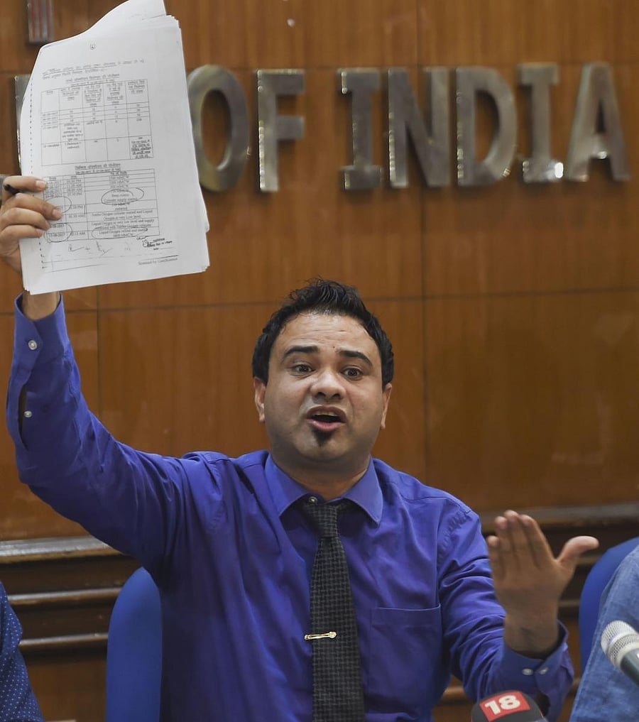 Paediatrician Kafeel Khan addresses a press conference in New Delhi. PTI Photo