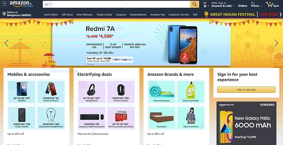 Amazon Great Indian Festival sale (Photo Credit: Amazon India website screengrab)