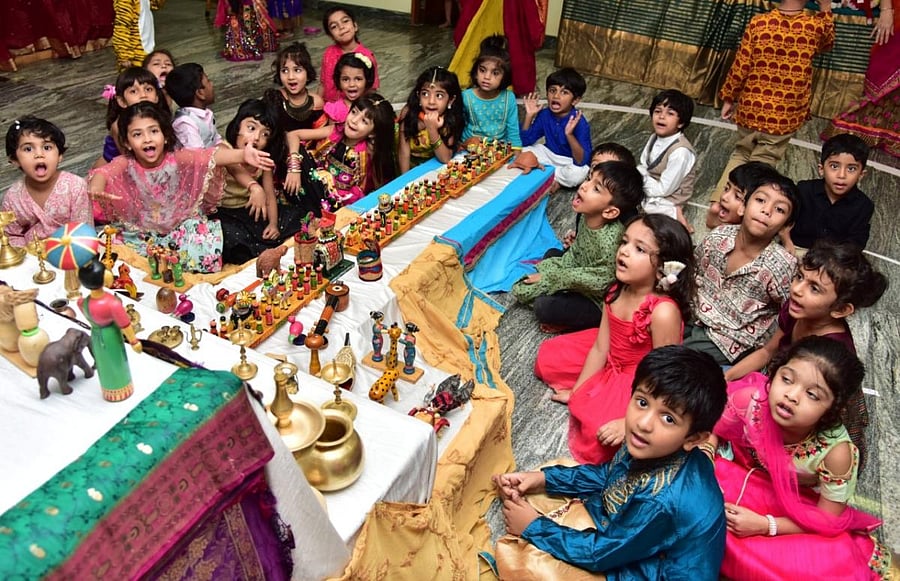 Dolls displayed as a part of ‘Gombe Habba’ at the Early Learning Centre in Mangaluru.