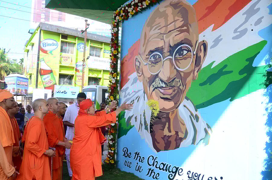 The beautified flyover at Kottara Chowki in Mangaluru was inaugurated by Belur Ramakrishna Mutt and Mission Vice President Swami Gauthamananda Maharaj on Wednesday.