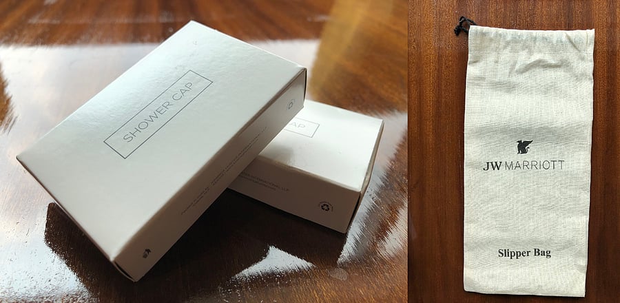Many hotels, such as JW Marriot have switched to biodegradable packaging for their amenities and are using cloth bags to cut down on their usage of plastic. 