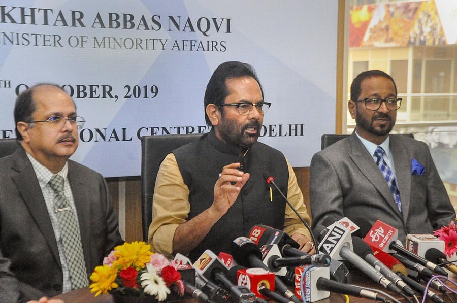 Union Minister for Minority Affairs Mukhtar Abbas Naqvi. (PTI Photo)
