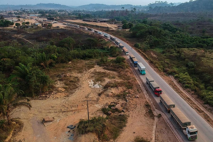 The BR230 and BR163 are major transport routes in Brazil that have played a key role in the development and destruction of the world's largest rainforest, now being ravaged by fires. (AFP File Photo)