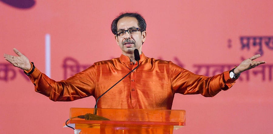 Shiv Sena President Uddhav Thackeray during the Dussehera rally in Mumbai, Tuesday, Oct. 8, 2019. (PTI Photo)