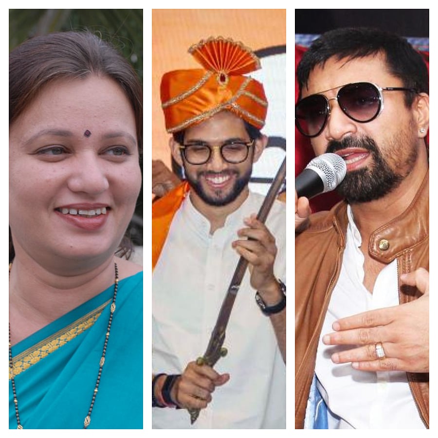 In photo | Mukta Tilak (L), Aaditya Thackeray (C) and Ajaz Khan (R)