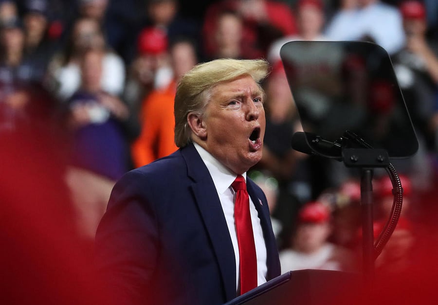 U.S. President Donald Trump holds a campaign rally in Minneapolis, Minnesota, U.S., October 10, 2019. (Photo by Reuters)