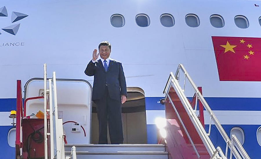 hinese President Xi Jinping arrives at the airport in Chennai, Friday, Oct. 11, 2019. Prime Minister Narendra Modi and Jinping will sit down in the 7th century Shore Temple complex overlooking the Bay of Bengal today in an attempt to reconfigure ties strained by tough talk on the Kashmir issue by both sides. PTI