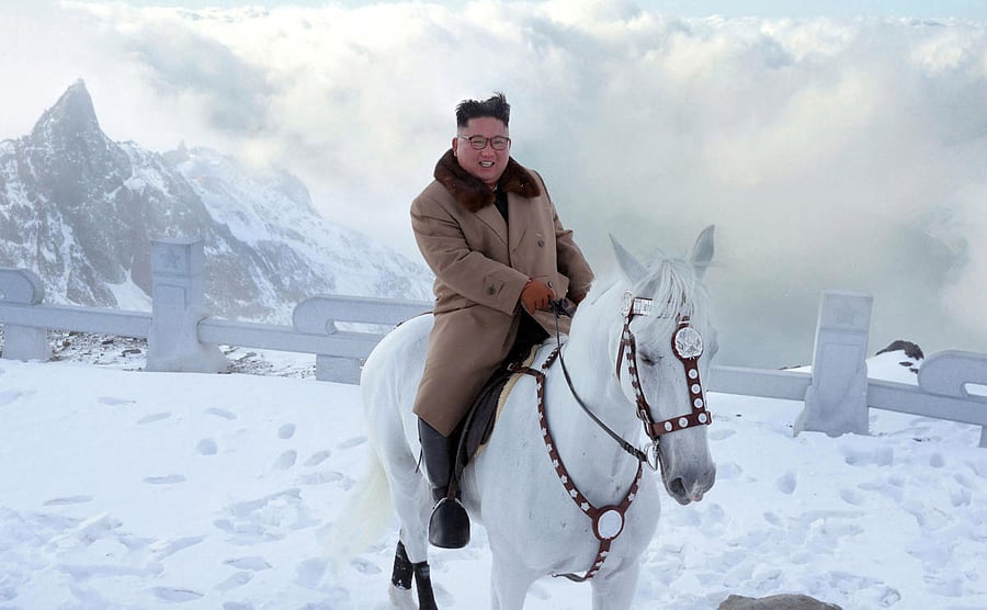This undated picture released by Korean Central News Agency on October 16, 2019 shows North Korean leader Kim Jong Un riding a white horse amongst the first snow at Mouth Paektu. (Photo: AFP)