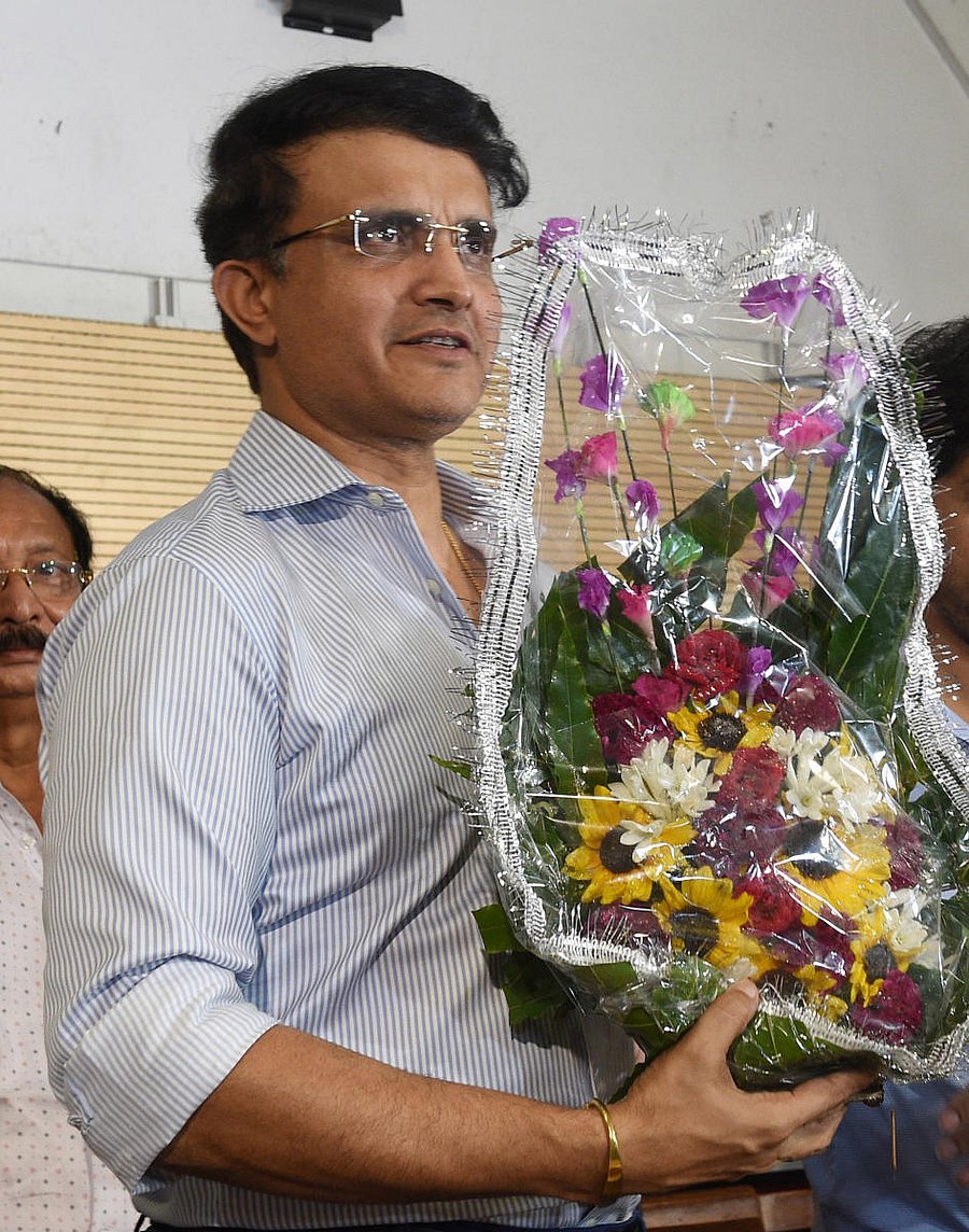 BCCI President-designate Sourav Ganguly being welcomed, at the office of Cricket Association of Bengal in Kolkata on Tuesday. (PTI Photo)
