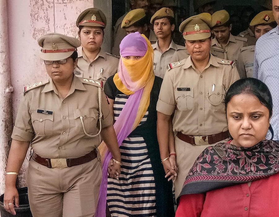 The woman law student (face covered). PTI file photo