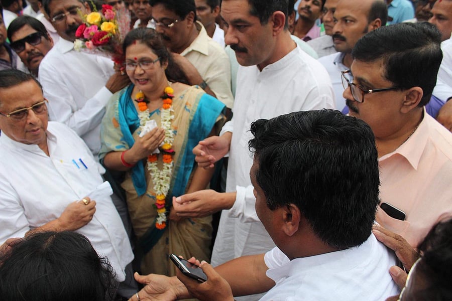 Subhashree alias Mili is the wife of state’s most wanted Maoist leader Sabyasachi Panda, who is currently behind bars after his arrest five years back. (Image courtesy Twitter/ Odisha Congress)