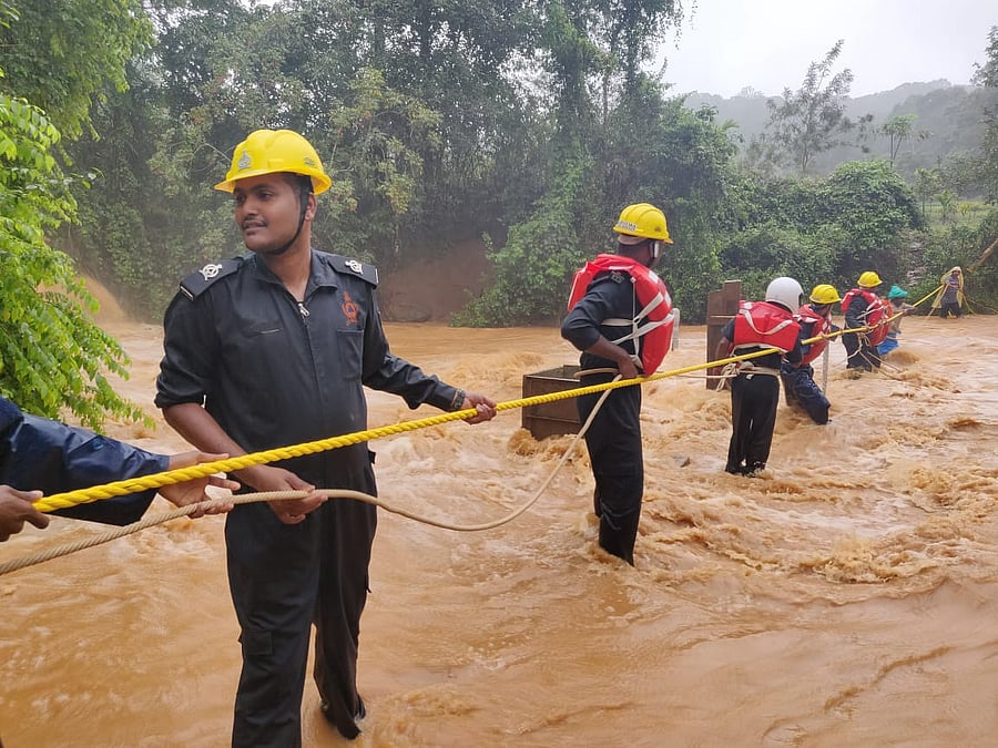 Gruel centres have been opened at Kodava Samaja and Gowda Samaja for those affected by floods in Cauvery and Harangi rivers in Kushalnagar and surrounding villages.