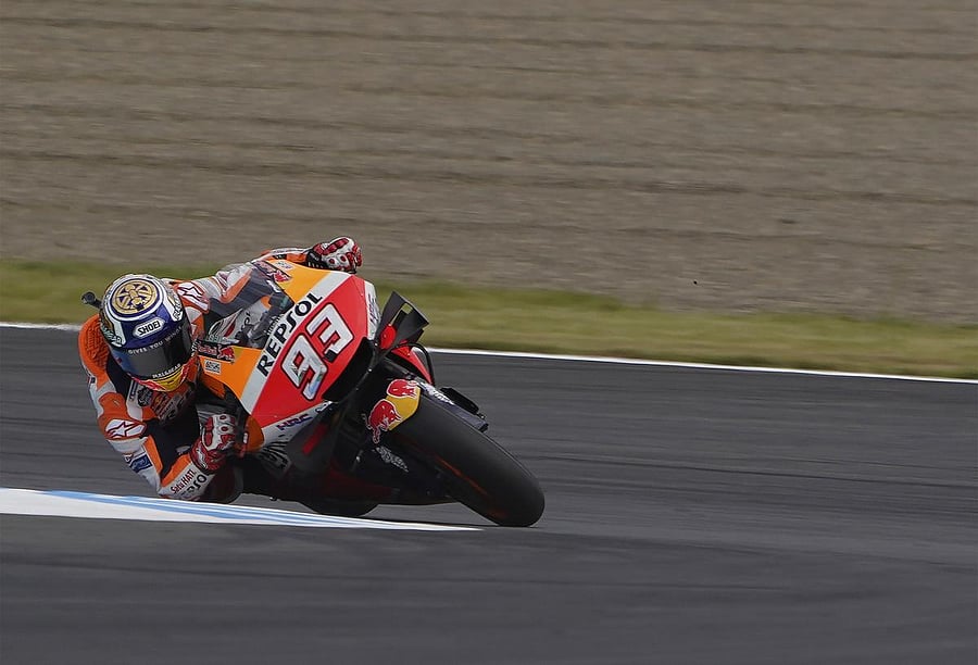 Motegi: Spain's MotoGP rider Marc Marquez in action during the final round of the MotoGP Japanese Motorcycle Grand Prix at the Twin Ring Motegi circuit in Motegi, north of Tokyo, Sunday, Oct. 20, 2019. AP/PTI
