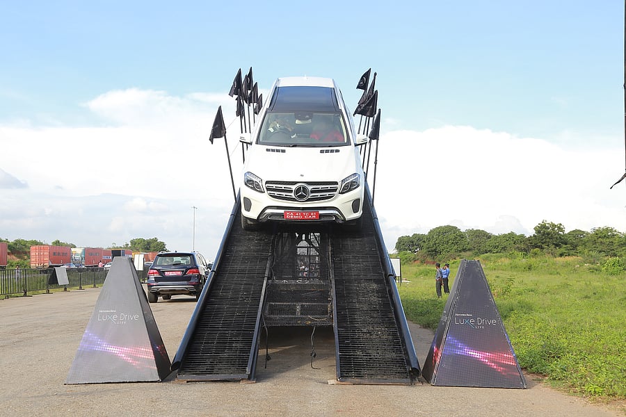 Participants were allowed to experience the off-road capabilities of Benz SUVs, by being driven through makeshift obstacles that simulate situations in the real world.