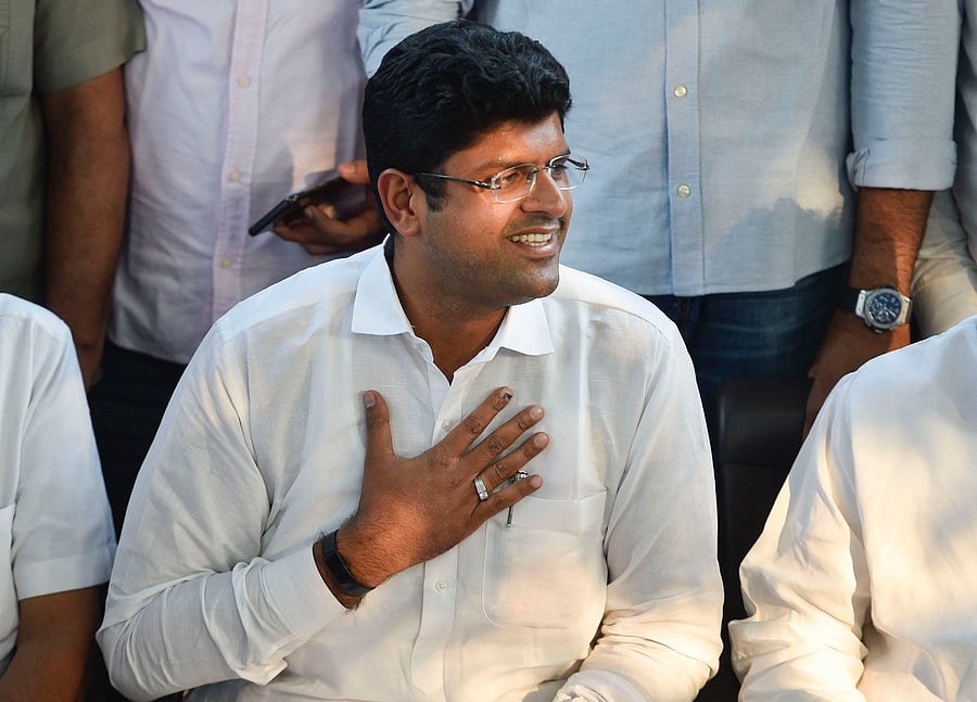 Jananayak Janata Party leader Dushyant Chautala at his residence, in New Delhi. (PTI Photo)