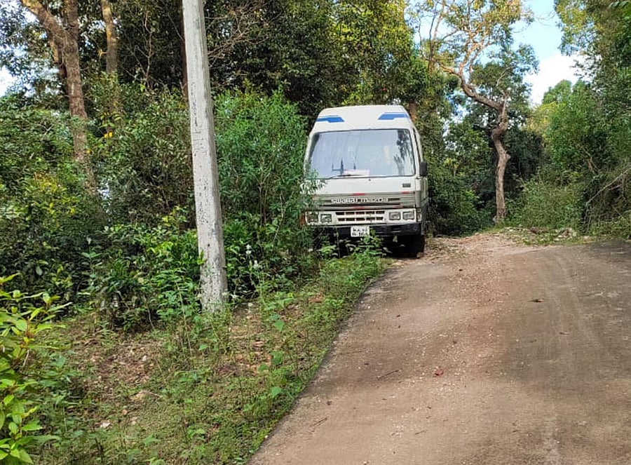 An ANF vehicle at Belagodu Koodige in Sringeri taluk.