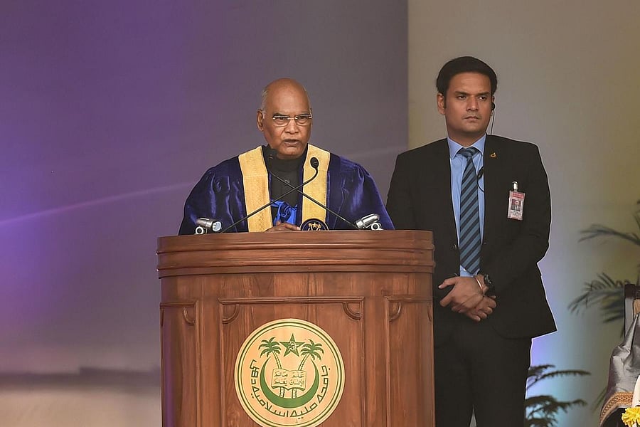 President Ram Nath Kovind addresses during Jamia Millia Islamia's (JMI) Annual Convocation 2019, in New Delhi. PTI