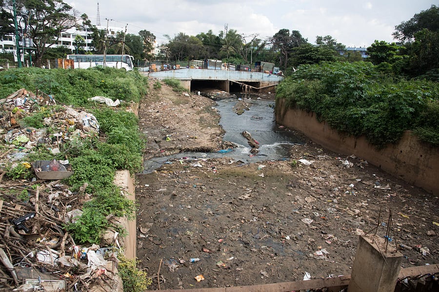 Storm water drain connected to T Dasarahalli Lake, in Bengaluru. (Photo/ B H Shivakumar)