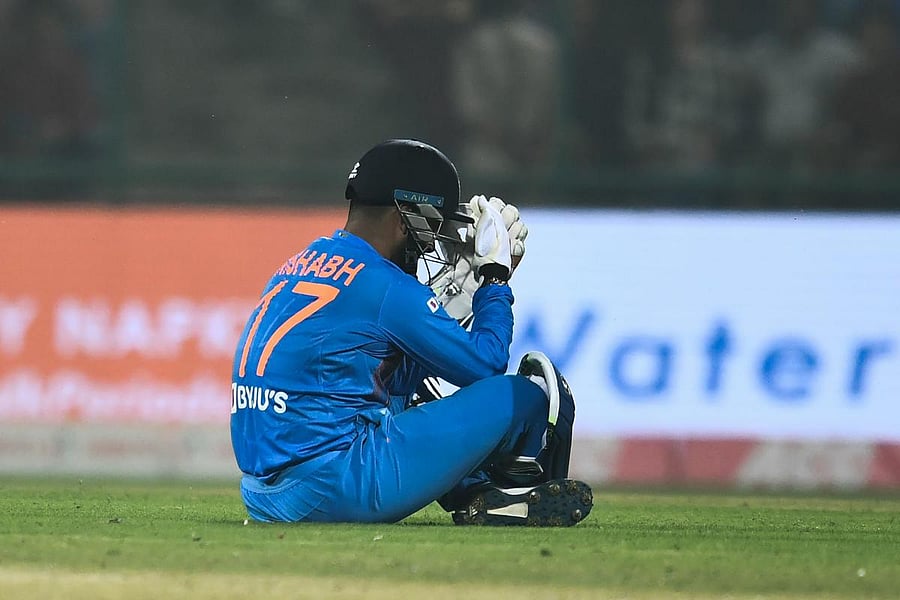 India's wicketkeeper Rishabh Pant reacts during the first T20 international cricket match of a three-match series between Bangladesh and India, at Arun Jaitley Cricket Stadium in New Delhi on November 3, 2019. (Photo by AFP)