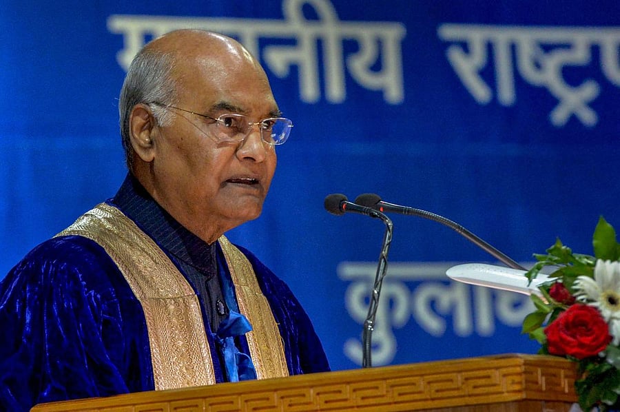 President Ram Nath Kovind addresses during the 5th convocation of Sikkim University in Gangtok (PTI Photo)