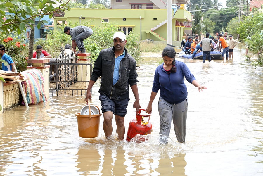 This is a picture from Kushalnagar, Kodagu, from where people have migrated to drier places.