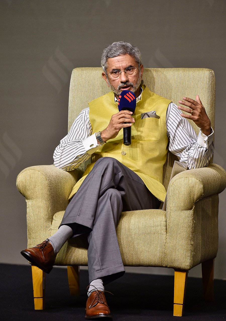 External Affairs Minister S Jaishankar during the 4th Ramnath Goenka Memorial Lecture, in New Delhi. (PTI Photo)