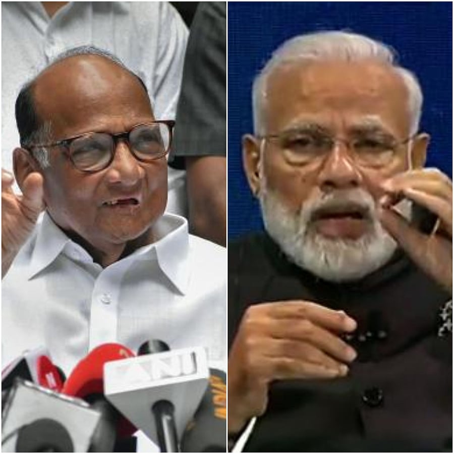 NCP chief Sharad Pawar and Prime Minister Narendra Modi. (DH photo)