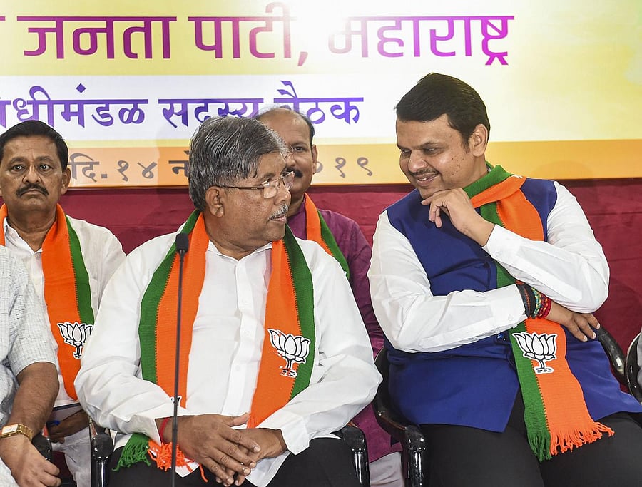Chandrakant Patil and Devendra Fadnavis. (PTI File Photo)