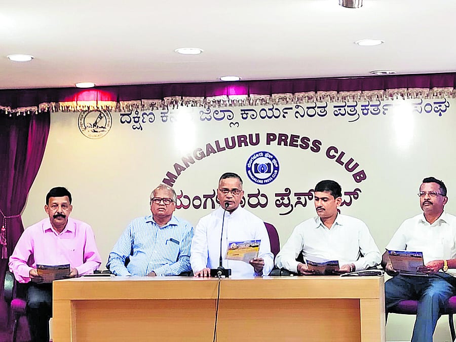 Rev Fr Benjamin Pinto, director of St Joseph Vaz Shrine, speaks to reporters in Mangaluru.