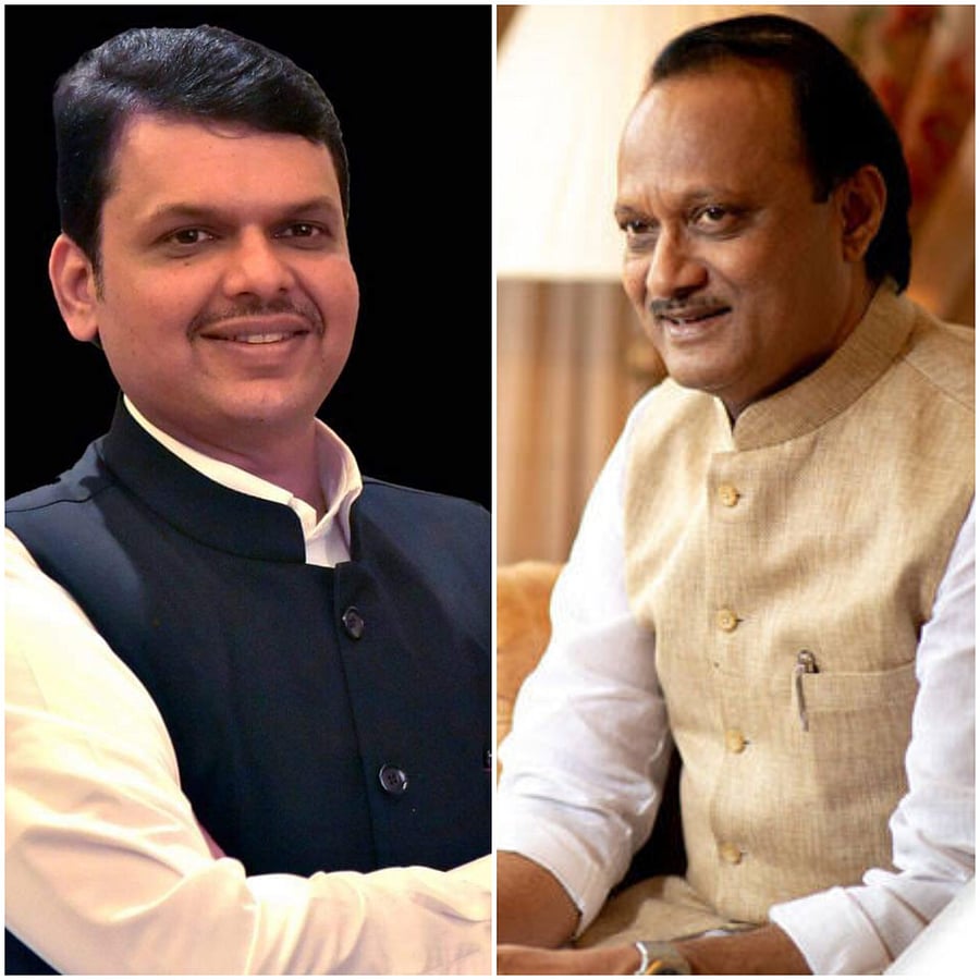 Former Mahrashtra chief minister Devendra Fadnavis and NCP leader Ajit Pawar. (DH file photos)