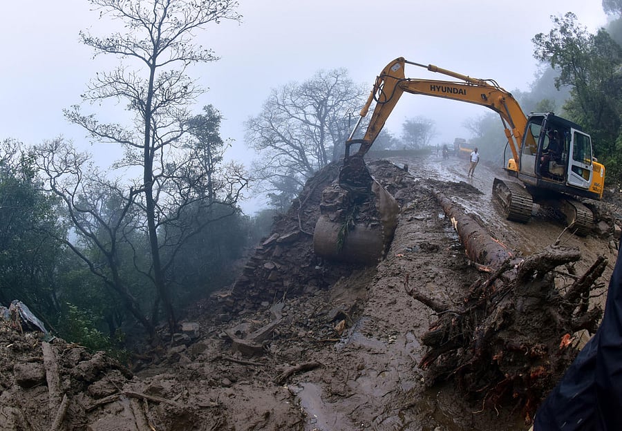 Repair works on the Charmadi Ghat are an arduous task. A team of the Geological Survey of India has recommended minimising slope gradients in many parts to reduce landslides in future. dh file photo