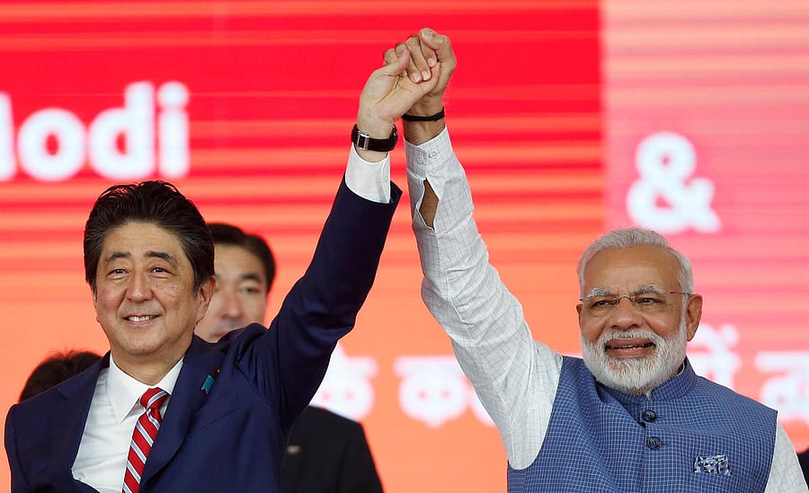 Japanese Prime Minister Shinzo Abe and Indian Prime Minister Narendr aModi (Reuter File Photo)
