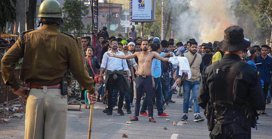 Thousands of people defied curfew in Guwahati and took to the streets, protesting the Citizenship (Amendment) Bill. PTI