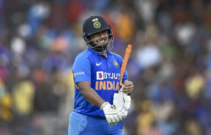 Pant has been greeted with chants of 'Dhoni, Dhoni' by crowds at various stadiums but not here. Photo/PTI